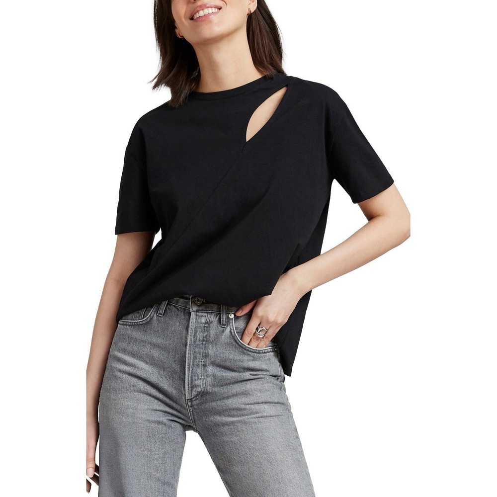 NWT Marcella Leonie Cutout Top XXL Black Organic Cotton Boxy Tee $85